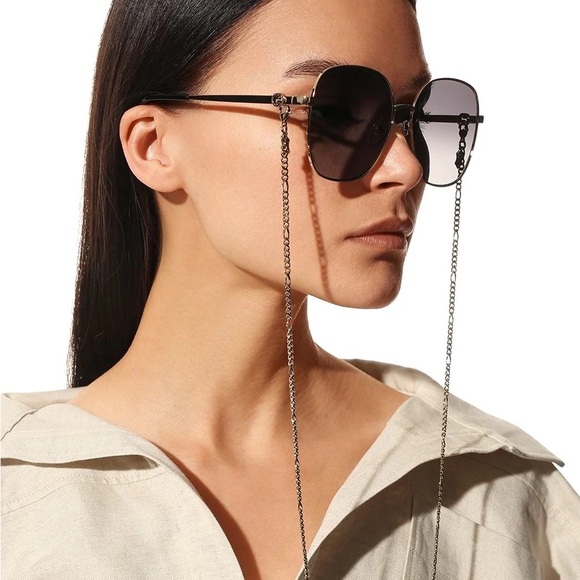 NEW GUCCI GG1089SA 001 WOMEN SUNGLASSES GUCCI GG1089SA GOLD + GOLD CHAIN - Picture 7 of 12